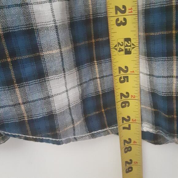 Vintage Roebuck & Co Mens Medium Blue Plaid Button Up Shirt Pearl Snap Western - Picture 10 of 10